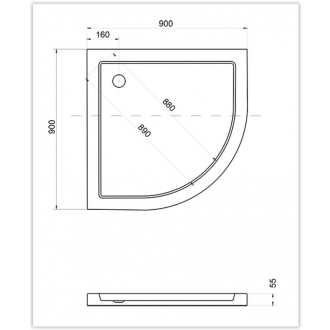 ARON - štvrťkruhová sprchová vanička akrylátová 90x90x5, 5cm OLBVANACARO90