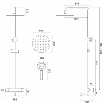 Rea Lungo sprchový set s termostatom, rose gold REA-P6606
