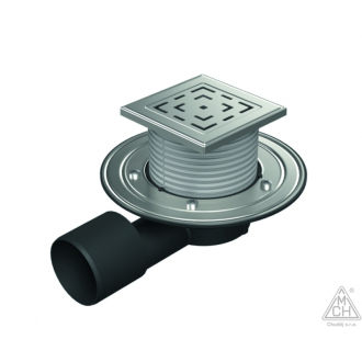 Podlahová vpusť bočná D50/75 NEPTUN, nerez príruba, mriežka LABYRINTH L1 388 BX