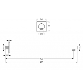MEXEN Sprchové rameno 30x18 mm, 40 cm grafit 79112-66