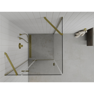 Mexen Roma sklopná sprchová kabína 90 x 90 cm, priehľadná, zlatá - 854-090-090-50-00