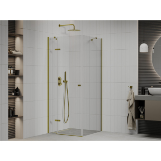 Mexen Roma sklopná sprchová kabína 90 x 90 cm, priehľadná, zlatá - 854-090-090-50-00