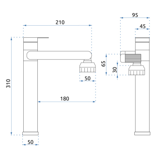 REA PACO Umývadlová batéria INOX, brúsený nikel, vysoká REA-B0537