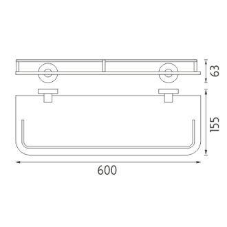 Nimco Unix UN 13091AX-60-26 Polica s ohrádkou, 60 cm chróm