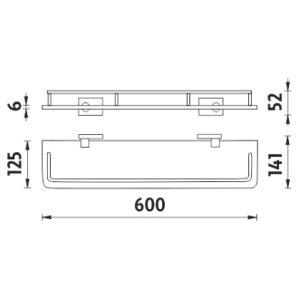 Nimco Keira KE 22091AX-60-26 Polica s ohrádkou, 60 cm chróm