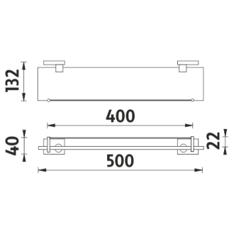 Nimco Keira KE 22091BX-50-26 Polica s ohrádkou, 50 cm chróm