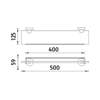 Nimco Unix UN 13091BX-50-26 Polica s ohrádkou, 50 cm chróm