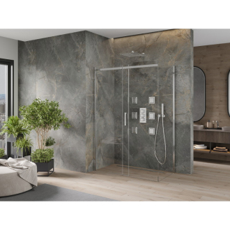 Mexen Omega výsuvný sprchovací kút 140 x 80 cm, transparentný, chróm - 825-140-080-01-00