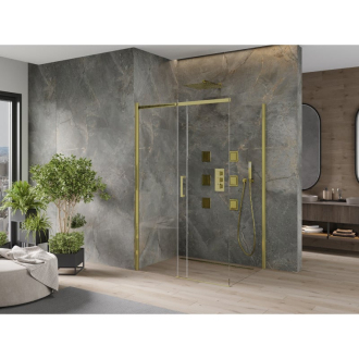 Mexen Omega výsuvná sprchová kabína 110 x 80 cm, priehľadná, zlatá - 825-110-080-50-00
