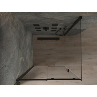 Mexen Omega výsuvná sprchová kabína 100 x 100 cm, priehľadná, čierna - 825-100-100-70-00