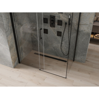 Mexen Omega výsuvná sprchová kabína 140 x 80 cm, priehľadná, čierna - 825-140-080-70-00