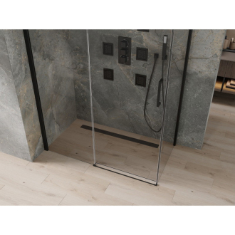 Mexen Omega výsuvná sprchová kabína 140 x 80 cm, priehľadná, čierna - 825-140-080-70-00