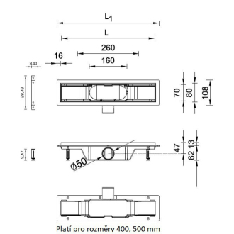 STANDARDline - odtokový žľab s roštom MEDIUM, dĺžka 800 mm OLPZLABST79