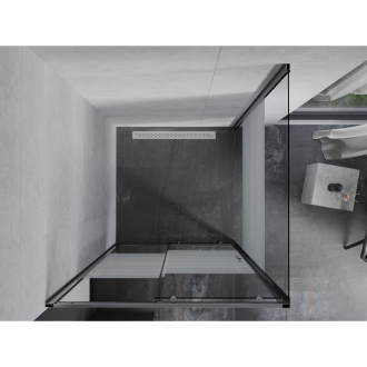 Mexen Apia vysúvací sprchovací kút 90 x 90 cm, transparentný/pruhy, chróm - 840-090-090-01-20