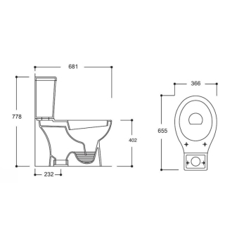 kombi WC CARMINA spodný odpad, spodné napúšťanie OLKGCA02KLZ02M