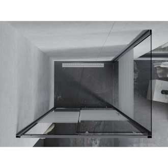 Mexen Apia vysúvací sprchovací kút 140 x 80 cm, transparentný/pruhy, chróm - 840-140-080-01-20