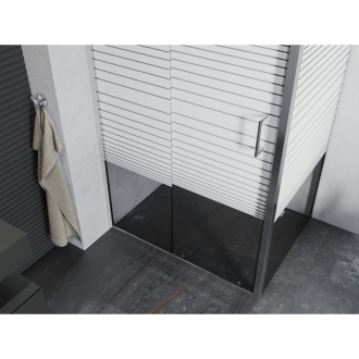 Mexen Apia vysúvací sprchovací kút 140 x 80 cm, transparentný/pruhy, chróm - 840-140-080-01-20