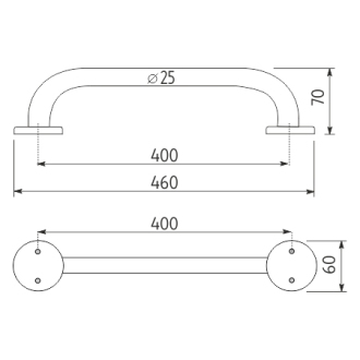 Nimco Madlo BM 7235-18 Madlo 400x25 mm leštená nerez oceľ