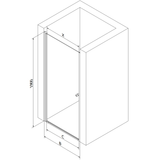 MEXEN PRETORIA sprchové dvere 90x190 cm 6mm, čierna-číre 852-090-000-70-00