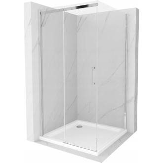 Mexen Omega výsuvná sprchová kabína 100 x 100 cm, transparentná, chróm + plochá sprchová vanička - 825-100-100-01-00-4010