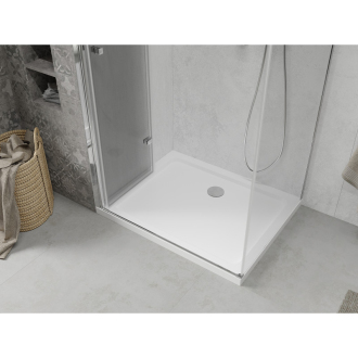 Mexen Lima skladací sprchovací kút 80 x 90 cm, transparentný, chróm + plochá sprchová vanička - 856-080-090-01-00-4010