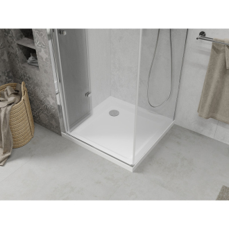 Mexen Lima skladací sprchovací kút 90 x 90 cm, transparentný, chróm + plochá sprchová vanička - 856-090-090-01-00-4010