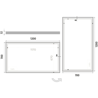 Nimco Séria 13000 ZP 13006 LED zrkadlo 1200x700 rám hliníkový