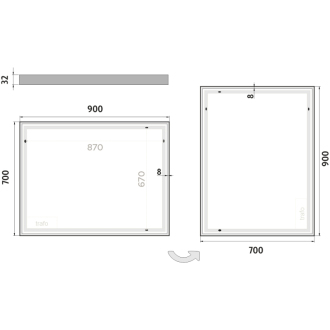 Nimco Séria 13000 ZP 13019 LED zrkadlo 900x700 rám hliníkový