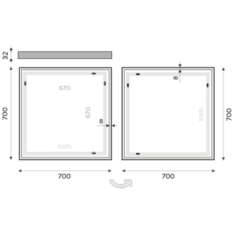 Nimco LED zrkadlo 700x700 ZP 13077
