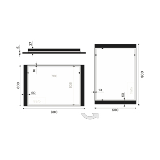 Nimco čierne LED zrkadlo 800x600 ZPC 41003-90