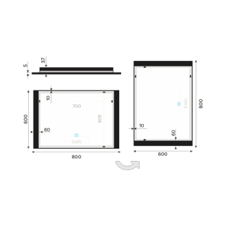 Nimco čierne LED zrkadlo 800x600 s dotykovým senzorom ZPC 41003V-90