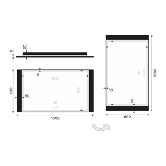 Nimco čierne LED zrkadlo 1000x600 s dotykovým senzorom ZPC 41004V-90