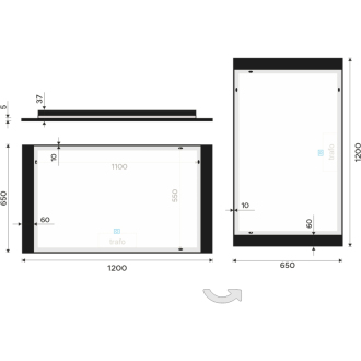 Nimco čierne LED zrkadlo 1200x650 s dotykovým senzorom ZPC 41006V-90