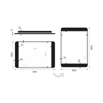 Nimco čierne LED zrkadlo 800x600 ZPC 42003-90