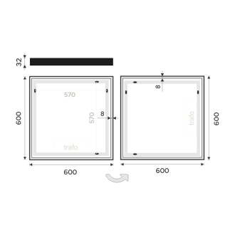 Nimco čierne LED zrkadlo 600x600 ZPC 13066-90