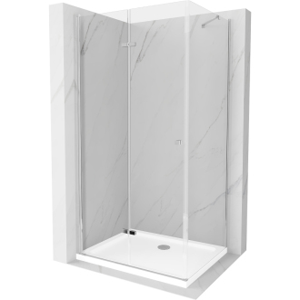 Mexen Lima skladací sprchovací kút 100 x 70 cm, transparentný, chróm + plochá sprchová vanička - 856-100-070-01-00-4010