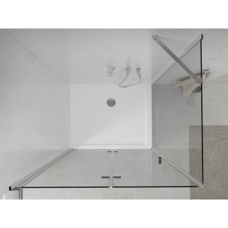 Mexen Lima skladací sprchovací kút 100 x 70 cm, transparentný, chróm + plochá sprchová vanička - 856-100-070-01-00-4010