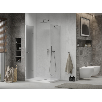 Mexen Lima skladací sprchovací kút 100 x 70 cm, transparentný, chróm + plochá sprchová vanička - 856-100-070-01-00-4010