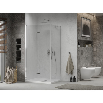 Mexen Lima skladací sprchovací kút 100 x 70 cm, transparentný, chróm + plochá sprchová vanička - 856-100-070-01-00-4010