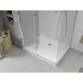 Mexen Lima skladací sprchovací kút 100 x 80 cm, transparentný, chróm + plochá sprchová vanička - 856-100-080-01-00-4010