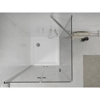 Mexen Lima skladací sprchovací kút 100 x 100 cm, transparentný, chróm + plochá sprchová vanička - 856-100-100-01-00-4010