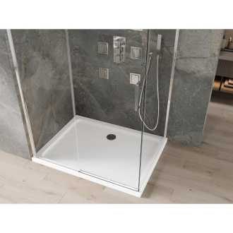 Mexen Omega výsuvná sprchová kabína 130 x 90 cm, transparentná, chróm + plochá sprchová vanička - 825-130-090-01-00-4010