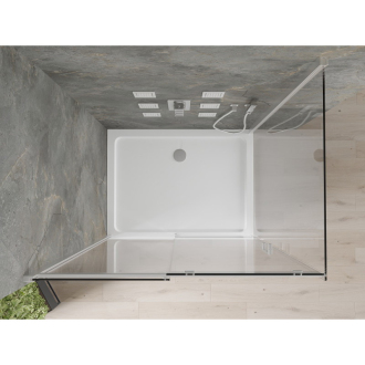 Mexen Omega výsuvná sprchová kabína 130 x 100 cm, transparentná, chróm + plochá sprchová vanička - 825-130-100-01-00-4010