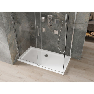 Mexen Omega výsuvná sprchová kabína 140 x 70 cm, transparentná, chróm + plochá sprchová vanička - 825-140-070-01-00-4010