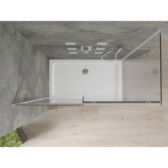 Mexen Omega výsuvná sprchová kabína 140 x 70 cm, transparentná, chróm + plochá sprchová vanička - 825-140-070-01-00-4010