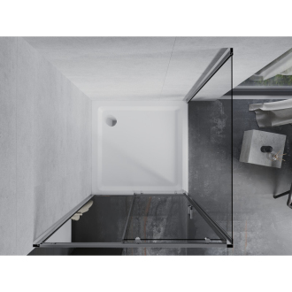 Mexen Apia výsuvná sprchová kabína 90 x 90 cm, transparentná, chróm + plochá sprchová vanička - 840-090-090-01-00-4010