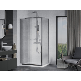 Mexen Apia výsuvná sprchová kabína 110 x 70 cm, transparentná, chróm + plochá sprchová vanička - 840-110-070-01-00-4010