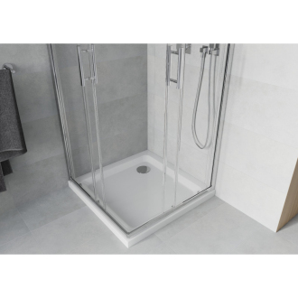 Mexen Rio štvorcová sprchová kabína 70 x 70 cm, transparentná, chróm + plochá sprchová vanička - 860-070-070-01-00-4010