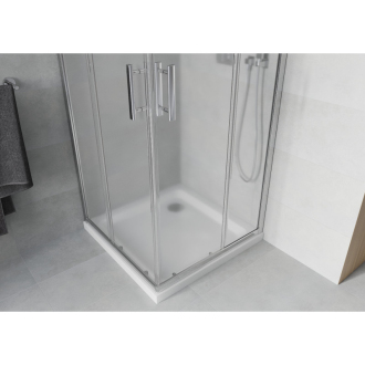 Mexen Rio štvorcový sprchovací kút 90 x 90 cm, mráz, chróm + plochá sprchová vanička - 860-090-090-01-30-4010