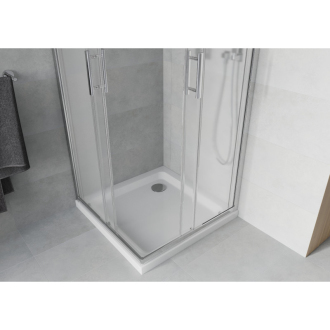 Mexen Rio štvorcový sprchovací kút 90 x 90 cm, mráz, chróm + plochá sprchová vanička - 860-090-090-01-30-4010